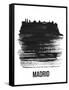 Madrid Skyline Brush Stroke - Black-NaxArt-Framed Stretched Canvas
