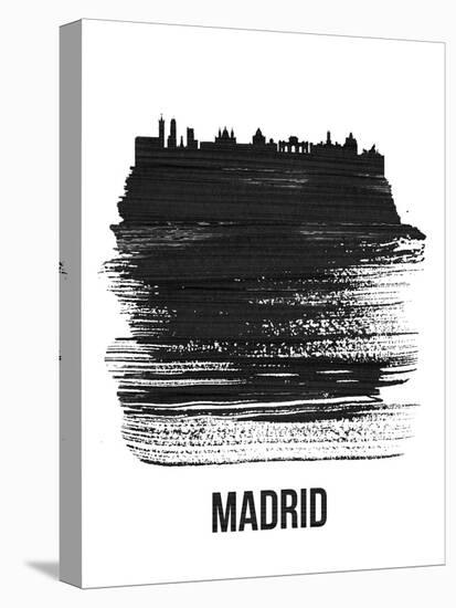 Madrid Skyline Brush Stroke - Black-NaxArt-Stretched Canvas