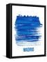 Madrid Skyline Brush Stroke - Blue-NaxArt-Framed Stretched Canvas