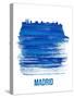 Madrid Skyline Brush Stroke - Blue-NaxArt-Stretched Canvas