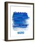 Madrid Skyline Brush Stroke - Blue-NaxArt-Framed Art Print