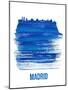 Madrid Skyline Brush Stroke - Blue-NaxArt-Mounted Art Print