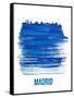 Madrid Skyline Brush Stroke - Blue-NaxArt-Framed Stretched Canvas
