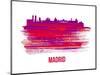 Madrid Skyline Brush Stroke - Red-NaxArt-Mounted Art Print