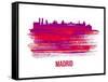 Madrid Skyline Brush Stroke - Red-NaxArt-Framed Stretched Canvas