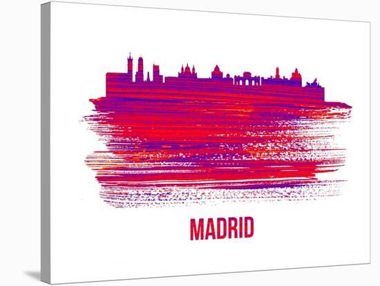 Madrid Skyline Brush Stroke - Red-NaxArt-Stretched Canvas