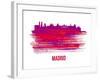 Madrid Skyline Brush Stroke - Red-NaxArt-Framed Art Print