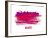 Madrid Skyline Brush Stroke - Red-NaxArt-Framed Art Print