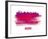 Madrid Skyline Brush Stroke - Red-NaxArt-Framed Art Print