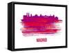 Madrid Skyline Brush Stroke - Red-NaxArt-Framed Stretched Canvas