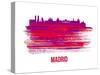 Madrid Skyline Brush Stroke - Red-NaxArt-Stretched Canvas