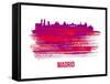 Madrid Skyline Brush Stroke - Red-NaxArt-Framed Stretched Canvas