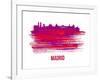 Madrid Skyline Brush Stroke - Red-NaxArt-Framed Art Print