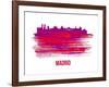 Madrid Skyline Brush Stroke - Red-NaxArt-Framed Art Print