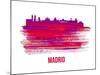 Madrid Skyline Brush Stroke - Red-NaxArt-Mounted Art Print