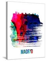 Madrid Skyline Brush Stroke - Watercolor-NaxArt-Stretched Canvas