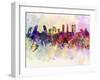 Madrid Skyline in Watercolor Background-paulrommer-Framed Art Print