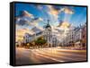 Madrid, Spain Cityscape at Calle De Alcala and Gran Via.-Sean Pavone-Framed Stretched Canvas