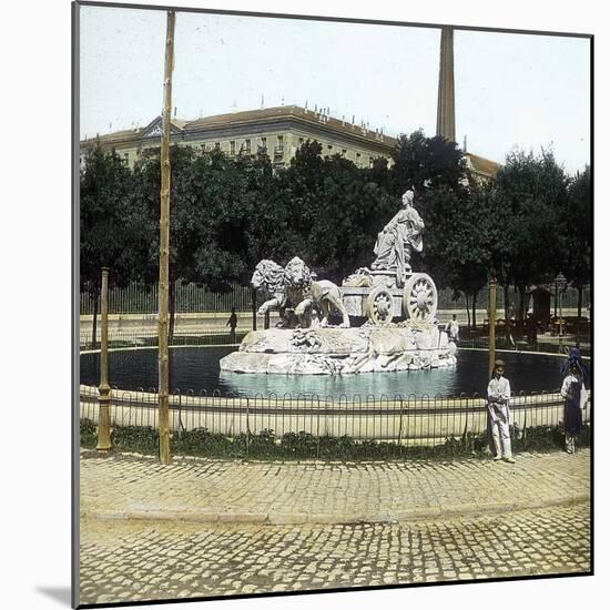 Madrid (Spain), Cybèle's Fountain, Fuente De La Cibeles-Leon, Levy et Fils-Mounted Photographic Print