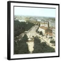 Madrid (Spain), Deep View of the Street and the Alcalá Gate, Circa 1885-1890-Leon, Levy et Fils-Framed Photographic Print