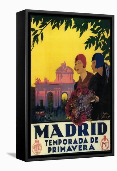Madrid, Spain - Madrid in Springtime Travel Promotional Poster-Lantern Press-Framed Stretched Canvas