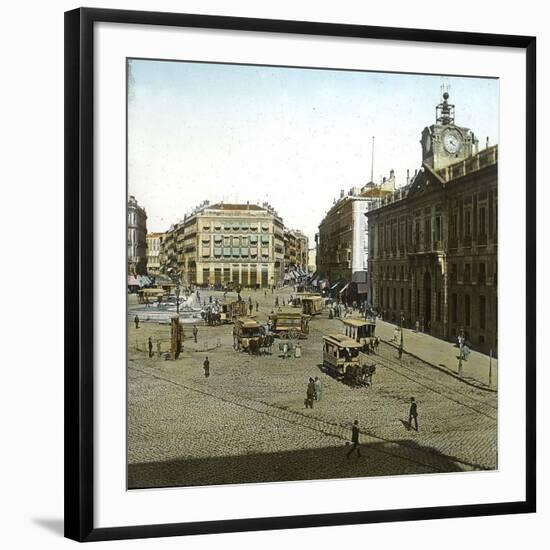 Madrid (Spain), Puerta Del Sol, Towards Alcalá Street, Circa 1885-1890-Leon, Levy et Fils-Framed Photographic Print