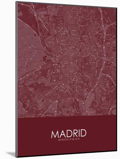 Madrid, Spain Red Map-null-Mounted Poster