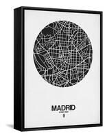 Madrid Street Map Black on White-NaxArt-Framed Stretched Canvas