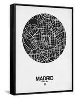 Madrid Street Map Black on White-NaxArt-Framed Stretched Canvas