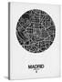 Madrid Street Map Black on White-NaxArt-Stretched Canvas