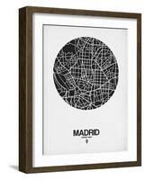 Madrid Street Map Black on White-NaxArt-Framed Art Print