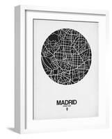 Madrid Street Map Black on White-NaxArt-Framed Art Print