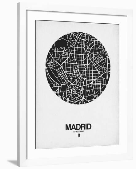 Madrid Street Map Black on White-NaxArt-Framed Art Print