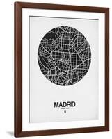 Madrid Street Map Black on White-NaxArt-Framed Art Print