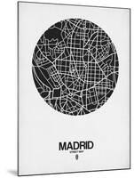 Madrid Street Map Black on White-NaxArt-Mounted Art Print