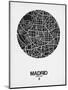 Madrid Street Map Black on White-NaxArt-Mounted Art Print