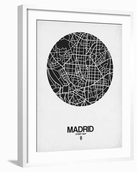 Madrid Street Map Black on White-NaxArt-Framed Art Print