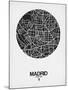 Madrid Street Map Black on White-NaxArt-Mounted Art Print