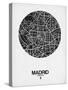 Madrid Street Map Black on White-NaxArt-Stretched Canvas