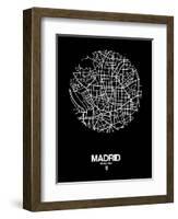 Madrid Street Map Black-NaxArt-Framed Art Print