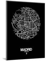 Madrid Street Map Black-NaxArt-Mounted Art Print