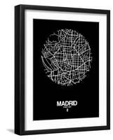 Madrid Street Map Black-NaxArt-Framed Art Print