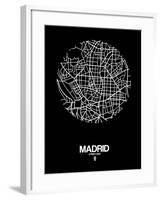 Madrid Street Map Black-NaxArt-Framed Art Print