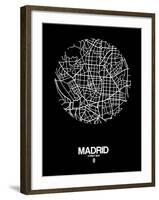 Madrid Street Map Black-NaxArt-Framed Art Print