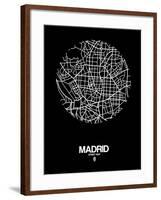 Madrid Street Map Black-NaxArt-Framed Art Print