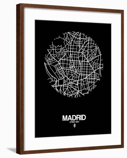 Madrid Street Map Black-NaxArt-Framed Art Print