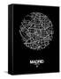 Madrid Street Map Black-NaxArt-Framed Stretched Canvas