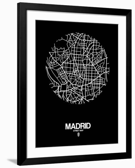 Madrid Street Map Black-NaxArt-Framed Art Print