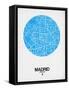 Madrid Street Map Blue-NaxArt-Framed Stretched Canvas