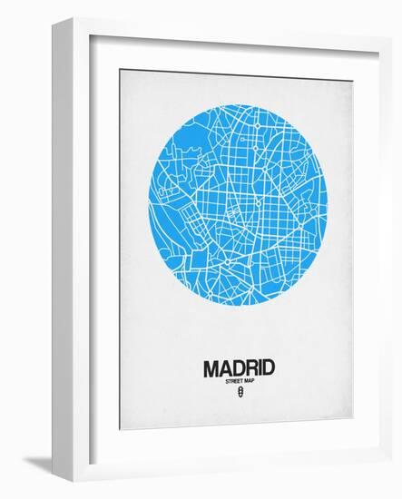 Madrid Street Map Blue-NaxArt-Framed Art Print